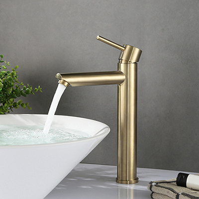 Brushed gold single handle tall vessel sink faucet SW-BFS010(2)
