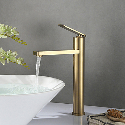 Single handle tall vessel sink faucet in brushed gold finish SW-BFS012(2)
