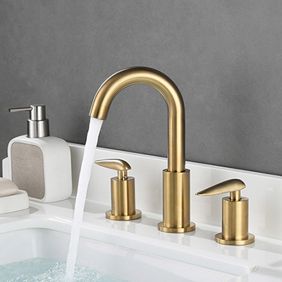 Brushed gold 3 holes widespread basin faucet SW-BFL002